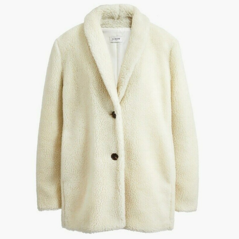 J. Crew Factory Fleece Teddy Shawl Collar Coat